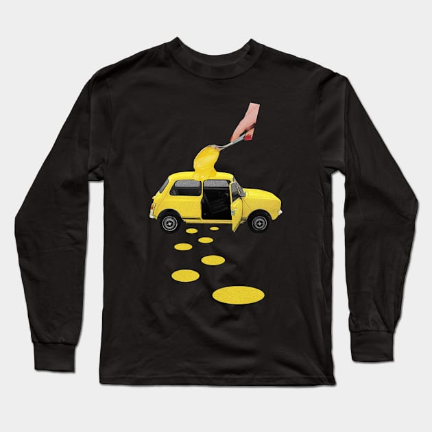 Yellow Car Long Sleeve T-Shirt by LennyCollageArt